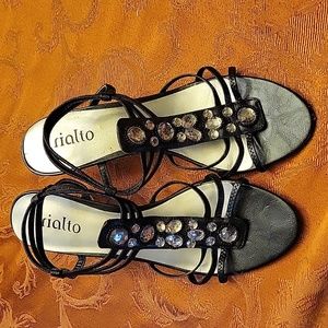 Rialto black crystal clear bejeweled high heel shoes size 8